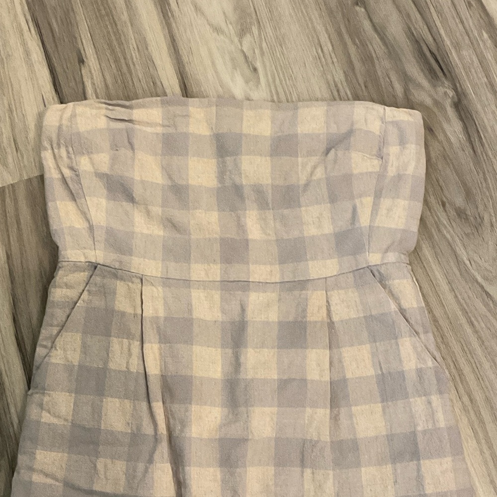GAP Beige and Gray Checkered plaid Strapless Dress, Spring, Summer, Easter - Picture 7 of 8